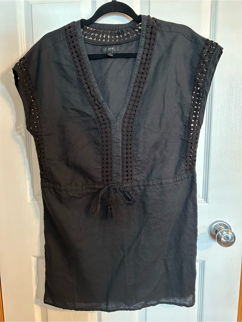 J. Crew Black Crochet-Trim Cover Up